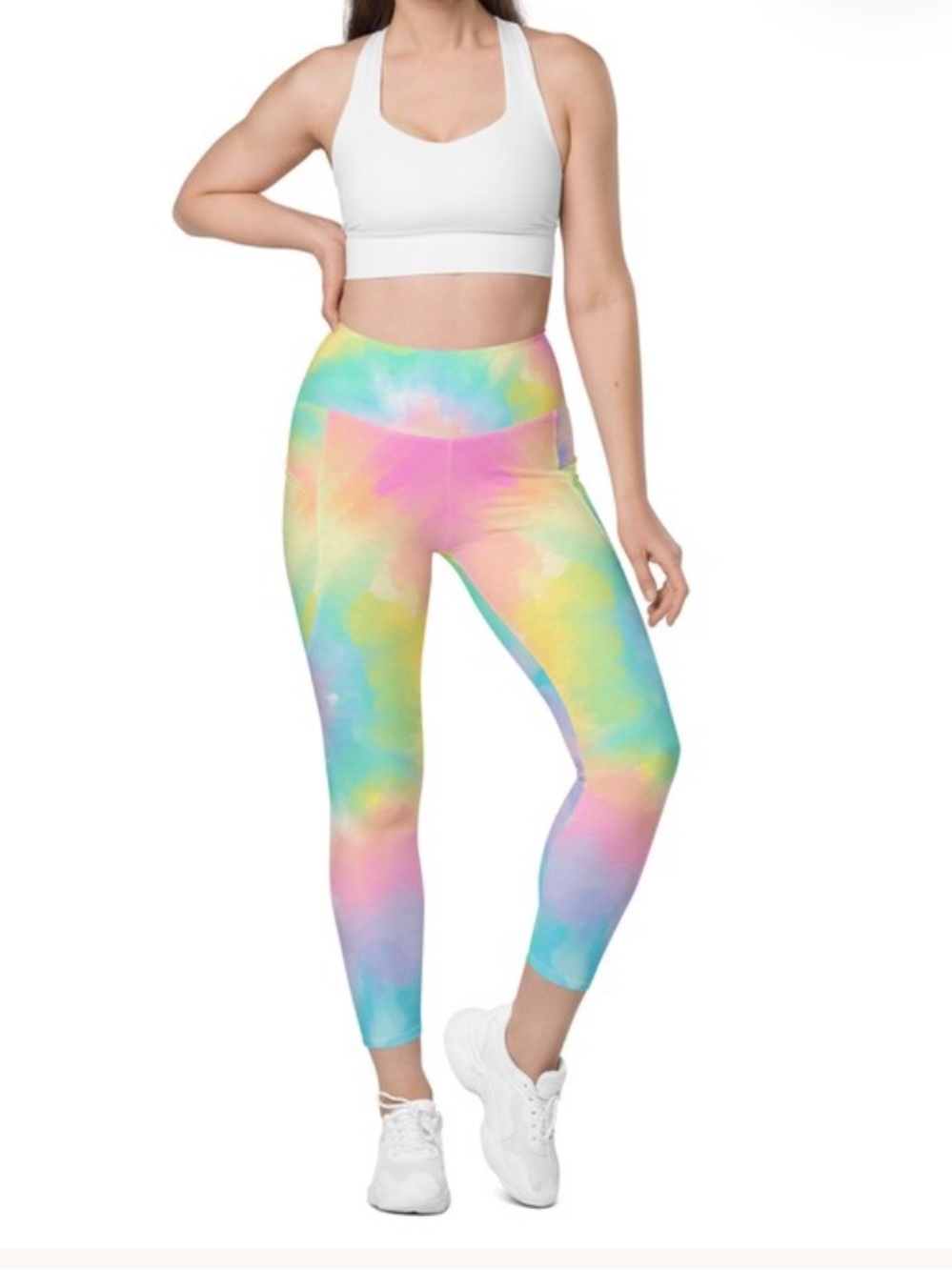 Carbon38 Pastel Tie-Dye Leggings in Pink, Yellow & Blue